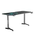 ULTRADESK Biurko dla gracza FRAG XXL BLUE, 160 x 75 cm, 75 cm, uchwyty na słuchawki i napoje, z podkładką XXL na cały pulpit