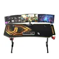 ULTRADESK Biurko dla gracza FRAG XXL GOLD, 160 x 75 cm, 75 cm, uchwyty na słuchawki i napoje, z podkładką XXL na cały pulpit