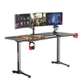 ULTRADESK Biurko dla gracza FRAG XXL GOLD, 160 x 75 cm, 75 cm, uchwyty na słuchawki i napoje, z podkładką XXL na cały pulpit