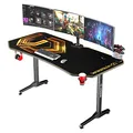 Następne zdjęcie produktu ULTRADESK Biurko dla gracza FRAG XXL GOLD, 160 x 75 cm, 75 cm, uchwyty na słuchawki i napoje, z podkładką XXL na cały pulpit