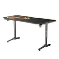 ULTRADESK Biurko dla gracza FRAG XXL GOLD, 160 x 75 cm, 75 cm, uchwyty na słuchawki i napoje, z podkładką XXL na cały pulpit