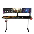 ULTRADESK Biurko dla gracza FRAG XXL GOLD, 160 x 75 cm, 75 cm, uchwyty na słuchawki i napoje, z podkładką XXL na cały pulpit