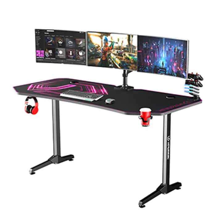 Główne zdjęcie produktu ULTRADESK Herní stůl FRAG XXL PINK, 160 x 75 cm, 75 cm, držák nápojů a sluchátek, stojan