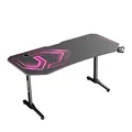 ULTRADESK Biurko dla gracza FRAG XXL PINK, 160 x 75 cm, 75 cm, uchwyty na słuchawki i napoje, z podkładką XXL na cały pulpit