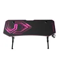 ULTRADESK Biurko dla gracza FRAG XXL PINK, 160 x 75 cm, 75 cm, uchwyty na słuchawki i napoje, z podkładką XXL na cały pulpit