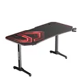 ULTRADESK Biurko dla gracza FRAG XXL RED, 160 x 75 cm, 75 cm, uchwyty na słuchawki i napoje, z podkładką XXL na cały pulpit