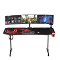 ULTRADESK Biurko dla gracza FRAG XXL RED, 160 x 75 cm, 75 cm, uchwyty na słuchawki i napoje, z podkładką XXL na cały pulpit