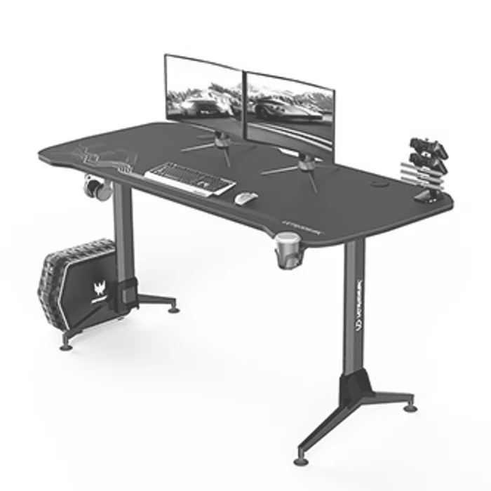 Główne zdjęcie produktu ULTRADESK Herní stůl GRAND BLACK, 160x70 cm, 70-80 cm, 3 úrovně výšky, s XXL podložkou po