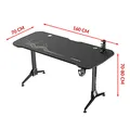 ULTRADESK Biurko dla gracza GRAND BLACK, 160x75 cm, 70-80 cm, 3 st. regulacji wysokości, XXL podkładka pod mysz, uchwyt na słuchaw