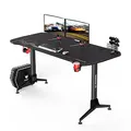 ULTRADESK Biurko dla gracza GRAND BLACK, 160x75 cm, 70-80 cm, 3 st. regulacji wysokości, XXL podkładka pod mysz, uchwyt na słuchaw