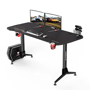 ULTRADESK Biurko dla gracza GRAND BLACK, 160x75 cm, 70-80 cm, 3 st. regulacji wysokości, XXL podkładka pod mysz, uchwyt na słuchaw