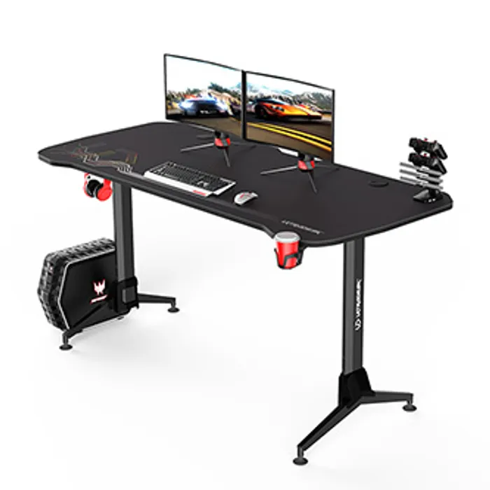Główne zdjęcie produktu ULTRADESK Herní stůl GRAND BLACK, 160x70 cm, 70-80 cm, 3 úrovně výšky, s XXL podložkou po