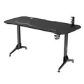 ULTRADESK Biurko dla gracza GRAND BLACK, 160x75 cm, 70-80 cm, 3 st. regulacji wysokości, XXL podkładka pod mysz, uchwyt na słuchaw
