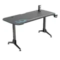 ULTRADESK Biurko dla gracza GRAND BLUE, 160x75 cm, 70-80 cm, 3 st. regulacji wysokości, XXL podkładka pod mysz, uchwyt na słuchawk