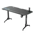 ULTRADESK Biurko dla gracza GRAND BLUE, 160x75 cm, 70-80 cm, 3 st. regulacji wysokości, XXL podkładka pod mysz, uchwyt na słuchawk