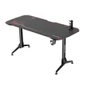 ULTRADESK Biurko dla gracza GRAND RED, 160x75 cm, 70-80 cm, 3 st. regulacji wysokości, XXL podkładka pod mysz, uchwyt na słuchawki