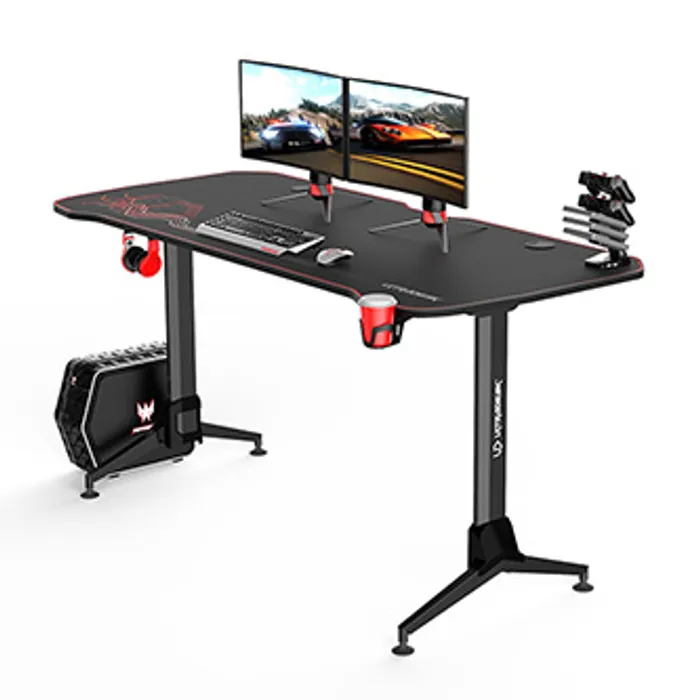 Główne zdjęcie produktu ULTRADESK Herní stůl GRAND RED, 160x70 cm, 70-80 cm, 3 úrovně výšky, s XXL podložkou pod