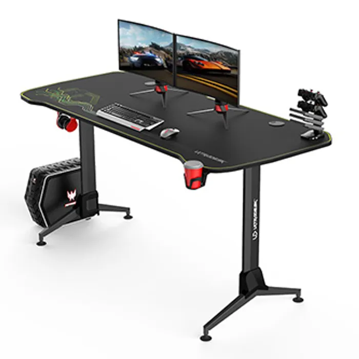 Główne zdjęcie produktu ULTRADESK Herní stůl GRAND YELLOW-GREEN, 160x70 cm, 70-80 cm, 3 úrovně výšky, s XXL podlo