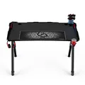 ULTRADESK Biurko dla gracza INVADER - BLACK, 120x64 cm, 75 cm, podświetlenie LED, podkładka XL, uchwyt na słuchawki i napój
