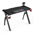 ULTRADESK Biurko dla gracza INVADER - BLACK, 120x64 cm, 75 cm, podświetlenie LED, podkładka XL, uchwyt na słuchawki i napój