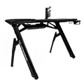 ULTRADESK Biurko dla gracza INVADER - BLACK, 120x64 cm, 75 cm, podświetlenie LED, podkładka XL, uchwyt na słuchawki i napój