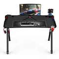 ULTRADESK Biurko dla gracza INVADER - BLACK, 120x64 cm, 75 cm, podświetlenie LED, podkładka XL, uchwyt na słuchawki i napój