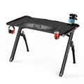 ULTRADESK Biurko dla gracza INVADER - BLACK, 120x64 cm, 75 cm, podświetlenie LED, podkładka XL, uchwyt na słuchawki i napój