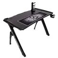 ULTRADESK Biurko dla gracza INVADER - BLACK, 120x64 cm, 75 cm, podświetlenie LED, podkładka XL, uchwyt na słuchawki i napój