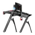 ULTRADESK Biurko dla gracza INVADER - BLACK, 120x64 cm, 75 cm, podświetlenie LED, podkładka XL, uchwyt na słuchawki i napój