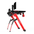 ULTRADESK Biurko dla gracza INVADER - RED, 120x64 cm, 75 cm, podświetlenie LED, podkładka XL, uchwyt na słuchawki i napój