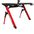 ULTRADESK Biurko dla gracza INVADER - RED, 120x64 cm, 75 cm, podświetlenie LED, podkładka XL, uchwyt na słuchawki i napój