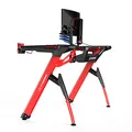 ULTRADESK Biurko dla gracza INVADER - RED, 120x64 cm, 75 cm, podświetlenie LED, podkładka XL, uchwyt na słuchawki i napój
