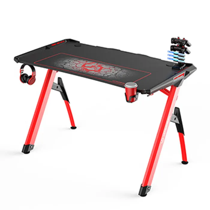 Główne zdjęcie produktu ULTRADESK Herní stůl INVADER - RED, 120x64 cm, 75 cm, podsvícený, s XL podložkou pod myš,