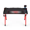 ULTRADESK Biurko dla gracza INVADER - RED, 120x64 cm, 75 cm, podświetlenie LED, podkładka XL, uchwyt na słuchawki i napój