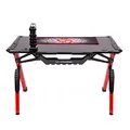 ULTRADESK Biurko dla gracza INVADER - RED, 120x64 cm, 75 cm, podświetlenie LED, podkładka XL, uchwyt na słuchawki i napój