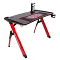 ULTRADESK Biurko dla gracza INVADER - RED, 120x64 cm, 75 cm, podświetlenie LED, podkładka XL, uchwyt na słuchawki i napój