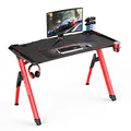 ULTRADESK Biurko dla gracza INVADER - RED, 120x64 cm, 75 cm, podświetlenie LED, podkładka XL, uchwyt na słuchawki i napój