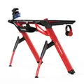 ULTRADESK Biurko dla gracza INVADER - RED, 120x64 cm, 75 cm, podświetlenie LED, podkładka XL, uchwyt na słuchawki i napój