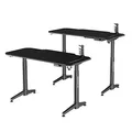 ULTRADESK Biurko dla gracza LEVEL BLACK, 140x66cm, 72-124cm, elektycznie regulowany, z podkładką pod mysz XXL, uchwyt na słuchawki