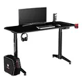 ULTRADESK Biurko dla gracza LEVEL BLACK, 140x66cm, 72-124cm, elektycznie regulowany, z podkładką pod mysz XXL, uchwyt na słuchawki
