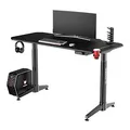 ULTRADESK Biurko dla gracza LEVEL BLACK, 140x66cm, 72-124cm, elektycznie regulowany, z podkładką pod mysz XXL, uchwyt na słuchawki