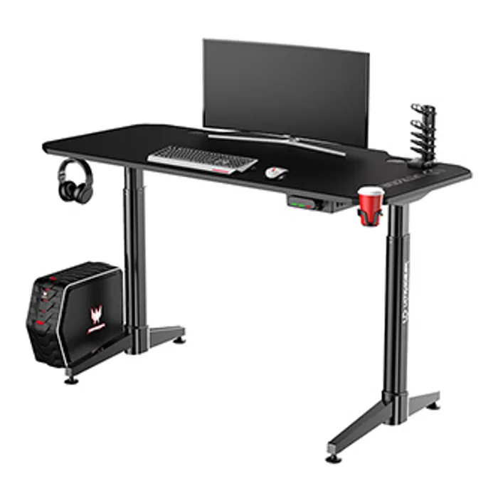 Główne zdjęcie produktu ULTRADESK Herní stůl LEVEL BLACK, 140x70cm, 72-124cm, elektricky nastavitelná výška, s XX