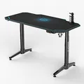 ULTRADESK Biurko dla gracza LEVEL BLUE, 140x66cm, 72-124cm, elektycznie regulowany, z podkładką pod mysz XXL, uchwyt na słuchawki