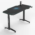 ULTRADESK Biurko dla gracza LEVEL BLUE, 140x66cm, 72-124cm, elektycznie regulowany, z podkładką pod mysz XXL, uchwyt na słuchawki