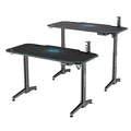 ULTRADESK Biurko dla gracza LEVEL BLUE, 140x66cm, 72-124cm, elektycznie regulowany, z podkładką pod mysz XXL, uchwyt na słuchawki