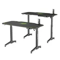 ULTRADESK Biurko dla gracza LEVEL GREEN, 140x66cm, 72-124cm, elektycznie regulowany, z podkładką pod mysz XXL, uchwyt na słuchawki