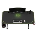 ULTRADESK Biurko dla gracza LEVEL GREEN, 140x66cm, 72-124cm, elektycznie regulowany, z podkładką pod mysz XXL, uchwyt na słuchawki