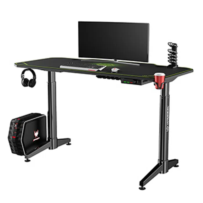 Główne zdjęcie produktu ULTRADESK Herní stůl LEVEL GREEN, 140x70xcm, 72-124cm, elektricky nastavitelná výška, s X