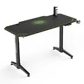 ULTRADESK Biurko dla gracza LEVEL GREEN, 140x66cm, 72-124cm, elektycznie regulowany, z podkładką pod mysz XXL, uchwyt na słuchawki