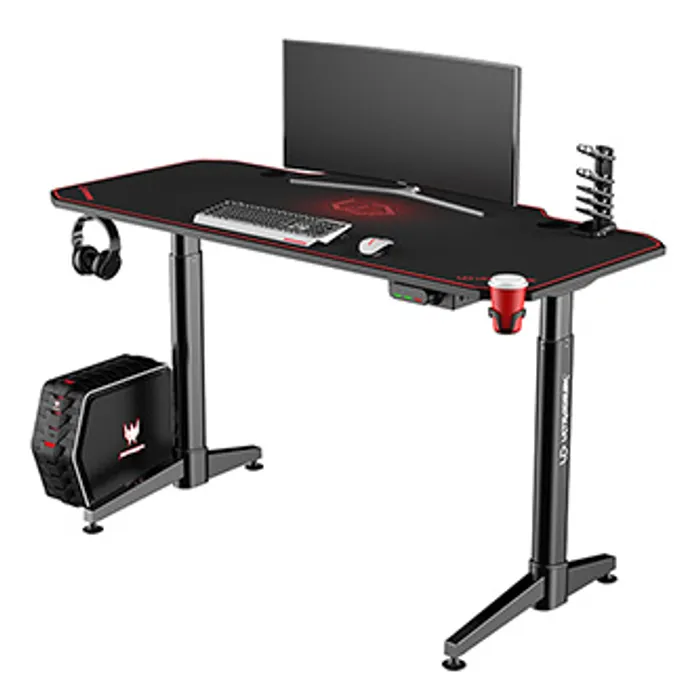 Główne zdjęcie produktu ULTRADESK Herní stůl LEVEL RED, 140x70cm, 72-124cm, elektricky nastavitelna výška, s XXL